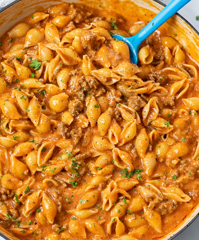 Crockpot Beef and Shells