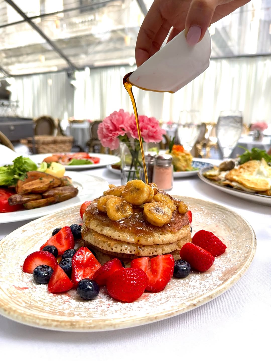 Banana Raspberry Pancakes